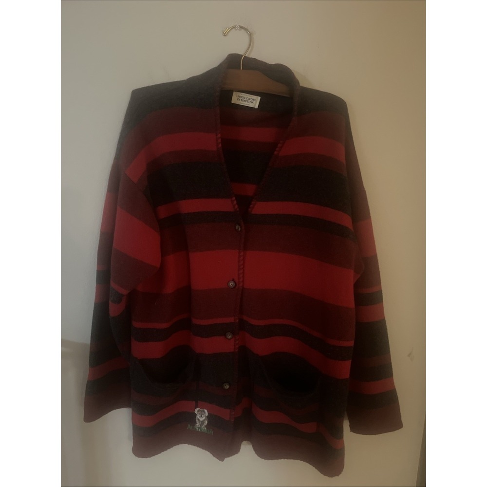 VINTAGE UNITED COLORS OF BENETTON WOOL BLEND CARDIGAN SIZE LARGE